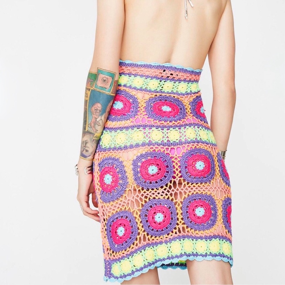Current Mood at Dolls Kill Free Your Mind Crochet Halter Mini Dress Small - Picture 7 of 14